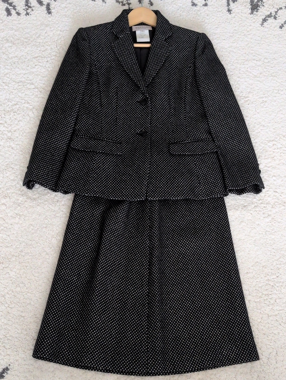 Givenchy Black with White A-Line Skirt & Jacket Set